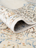 Bamboo Silk Cream & Blue Hand-Knotted Rug 6'8" x 9'11" ED248 – rolled view
