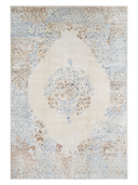 Bamboo Silk Cream & Blue Hand-Knotted Rug 6'8" x 9'11" ED248 – top view