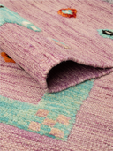 Relief Pink & Purple Handwoven Kilim 3'5" x 4'11" ED25 – rolled view