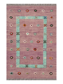 Relief Pink & Purple Handwoven Kilim 3'5" x 4'11" ED25 – top view