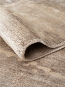 Bamboo Silk Beige & Brown Hand-Knotted Rug 6'7" x 9'10" ED250 – rolled view