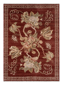 Karabakh Burgundy & Cream Hand-Knotted Rug 6'11" x 9'8" ED259 – top view