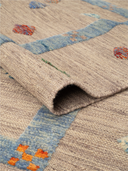 Relief Taupe & Blue Handwoven Kilim 5' x 6'6" ED26 – rolled view