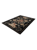 Karabakh Black & Cream Hand-Knotted Rug 6'7" x 9'2" ED260 – close-up texture