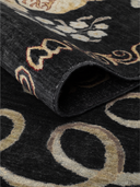Karabakh Black & Cream Hand-Knotted Rug 6'7" x 9'2" ED260 – rolled view