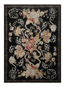 Karabakh Black & Cream Hand-Knotted Rug 6'7" x 9'2" ED260 – top view
