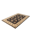 Ziegler Ushak Black & Cream Hand-Knotted Rug 5'7" x 8'4" ED261 – close-up texture