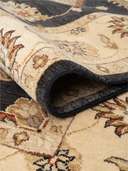 Ziegler Ushak Black & Cream Hand-Knotted Rug 5'7" x 8'4" ED261 – rolled view