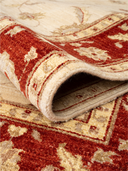 Ziegler Ushak Cream & Red Hand-Knotted Rug 5'6" x 8' ED262 – rolled view