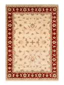 Ziegler Ushak Cream & Red Hand-Knotted Rug 5'6" x 8' ED262 – top view