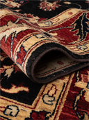 Ziegler Ushak Black & Burgundy Hand-Knotted Rug 5'8" x 7'11" ED263 – rolled view
