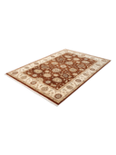 Ziegler Ushak Brown & Cream Hand-Knotted Rug 5'7" x 7'11" ED265 – close-up texture