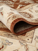 Ziegler Ushak Brown & Cream Hand-Knotted Rug 5'7" x 7'11" ED265 – rolled view