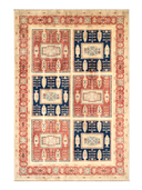 Ocean Ushak Red & Navy Hand-Knotted Rug 5'4" x 8'1" ED266 – top view