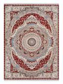 Kumkapi Gray & Burgundy Hand-Knotted Rug 6'11" x 9'8" ED272 – top view