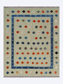 Relief Beige & Navy Handwoven Kilim 4'11" x 6'6" ED28 – top view
