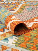Anatolian Terracotta & Orange Handwoven Kilim 5'9" x 8'2" ED29 – rolled view