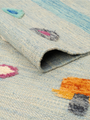 Relief Blue & Orange Handwoven Kilim 3'3" x 4'10" ED30 – rolled view