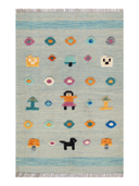 Relief Blue & Orange Handwoven Kilim 3'3" x 4'10" ED30 – top view