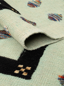 Relief Green & Black Handwoven Kilim 3'4" x 4'9" ED31 – rolled view