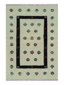 Relief Green & Black Handwoven Kilim 3'4" x 4'9" ED31 – top view