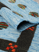 Relief Blue & Black Handwoven Kilim 3'5" x 4'9" ED33 – rolled view
