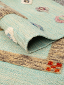 Relief Green & Brown Handwoven Kilim 3'5" x 4'11" ED34 – rolled view