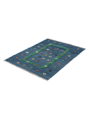 Relief Navy & Green Handwoven Kilim 3'7" x 4'9" ED35 – close-up texture