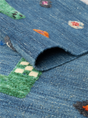 Relief Navy & Green Handwoven Kilim 3'7" x 4'9" ED35 – rolled view