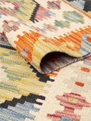 Anatolian Cream & Red Handwoven Kilim 3'3" x 4'9" ED36 – rolled view