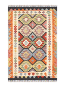 Anatolian Cream & Red Handwoven Kilim 3'3" x 4'9" ED36 – top view