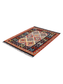 Anatolian Black & Red Handwoven Kilim 4'1" x 5'7" ED37 – close-up texture
