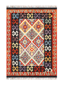Anatolian Black & Red Handwoven Kilim 4'1" x 5'7" ED37 – top view