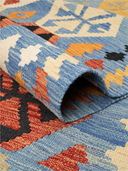 Anatolian Multicolor Handwoven Kilim 6'8" x 9'11" ED4 – rolled view