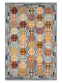 Anatolian Multicolor Handwoven Kilim 6'8" x 9'11" ED4 – top view