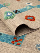 Relief Taupe & Turquoise Handwoven Kilim 6' x 7'6" ED40 – rolled view