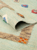 Relief Green & Beige Handwoven Kilim 3'7" x 4'10" ED41 – rolled view