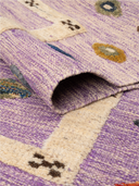 Relief Lilac & Cream Handwoven Kilim 3'5" x 5' ED42 – rolled view