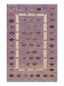 Relief Lilac & Cream Handwoven Kilim 3'5" x 5' ED42 – top view