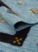 Relief Blue & Black Handwoven Kilim 3'6" x 4'9" ED43 – rolled view