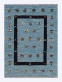 Relief Blue & Black Handwoven Kilim 3'6" x 4'9" ED43 – top view