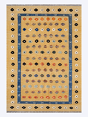 Relief Mustard & Navy Handwoven Kilim 5'8" x 8'2" ED44 – top view