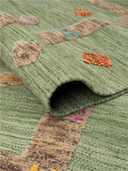Relief Green & Beige Handwoven Kilim 5'3" x 6'6" ED46 – rolled view