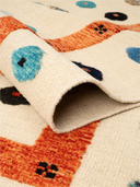 Relief Cream & Orange Handwoven Kilim 5'7" x 7'8" ED47 – rolled view