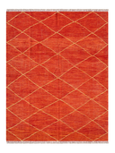 Modern Red & Orange Handwoven Kilim 6' x 7'9" ED49 – top view