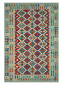 Anatolian Multicolor Handwoven Kilim 6'7" x 9'6" ED5 – top view