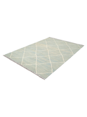 Modern Green & Cream Handwoven Kilim 6' x 8'4" ED50 – close-up texture