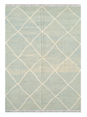 Modern Green & Cream Handwoven Kilim 6' x 8'4" ED50 – top view