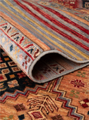 Khorjin Multicolor Hand-Knotted Rug 5'7" x 7'10" ED53 – rolled view