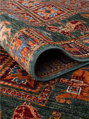 Pazyryk Multicolor Hand-Knotted Runner 2'9" x 8'6" ED56 – rolled view